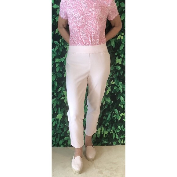 🌸 Talbots Light Pink Textured Ankle Pants Size 8 - Picture 2 of 4